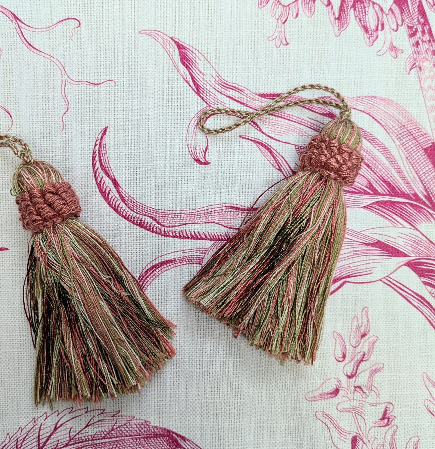 Pink & Green Cushion Tassels, Key Tassels, Decorative Tassels