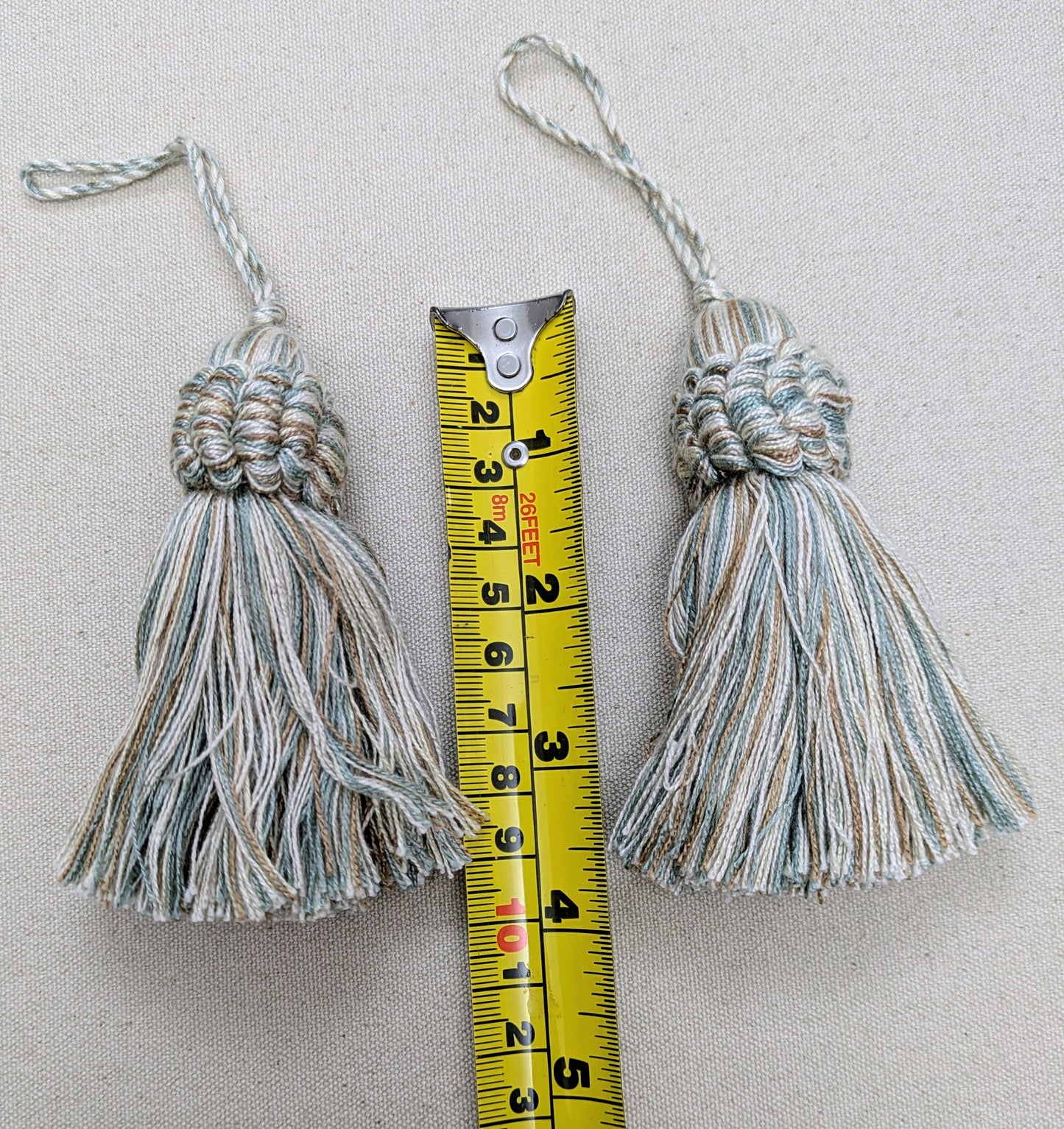 Mint Green, Cream & Brown Tassels / Key Tassel / Cushion Tassel