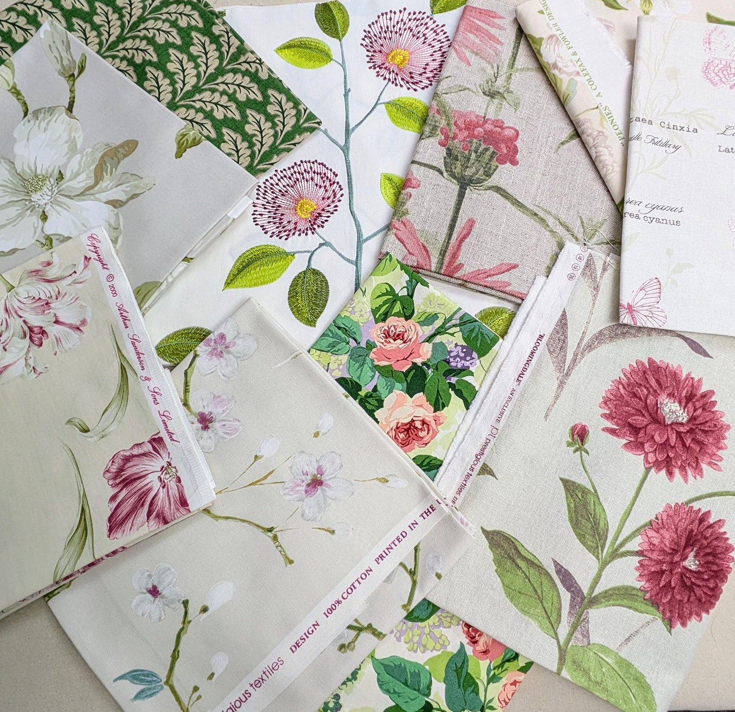 8 metres - Remnant Bundle - 10 Fabrics ideal for Cushion Making, Crafts etc..