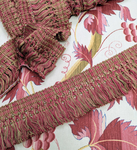 Plum & Coffee Colour Tassel Fringe / Soft Furnishing Trim / Upholstery Trim