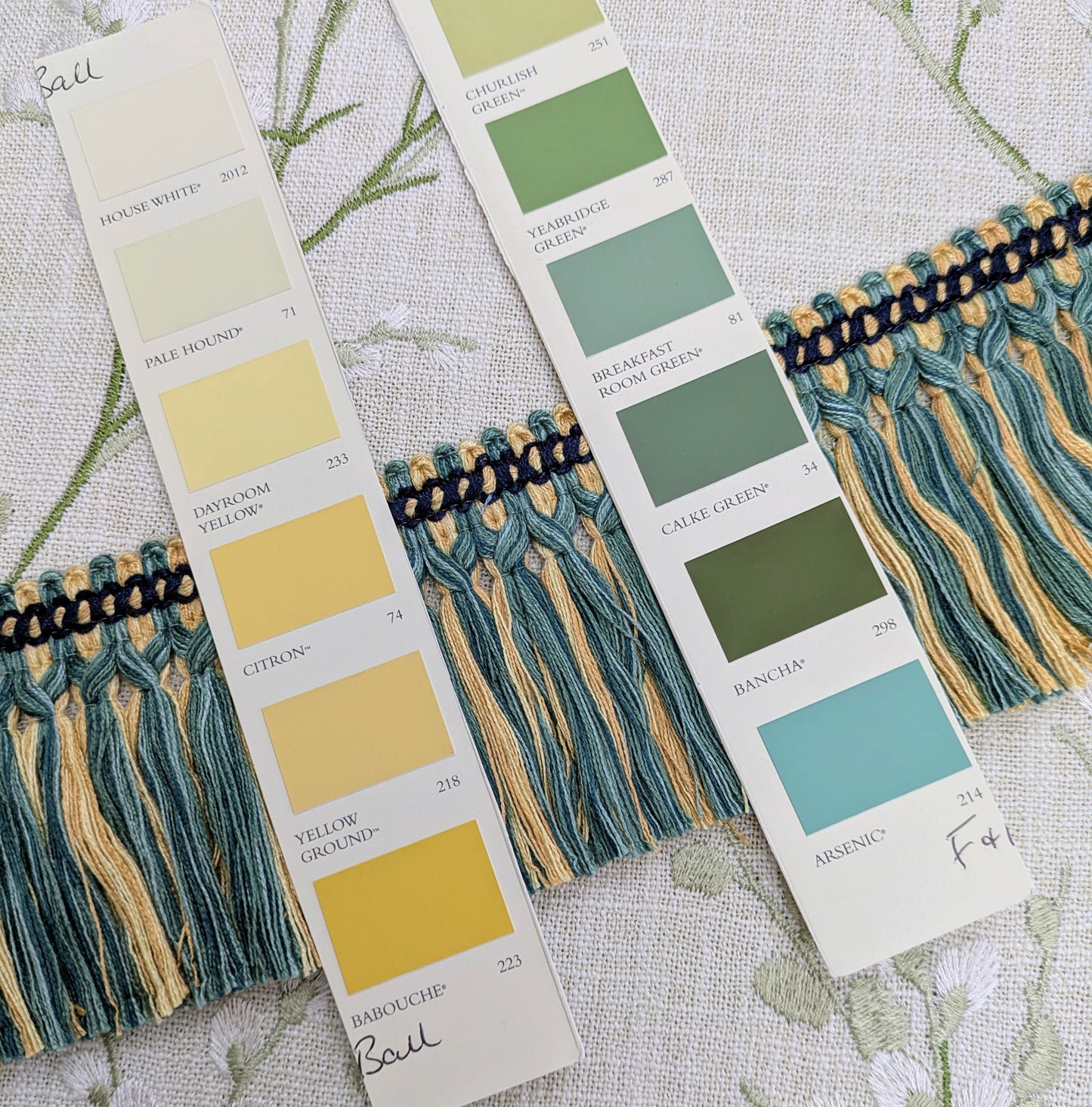 Green & Yellow / Gold colour fringe with ornate border for Cushions & Furnishings