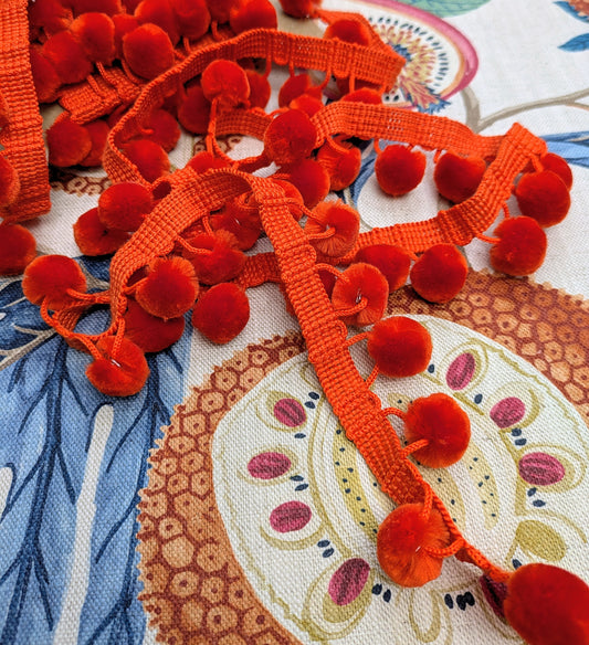 Orange Pom Pom Trimming - 2.9m Piece