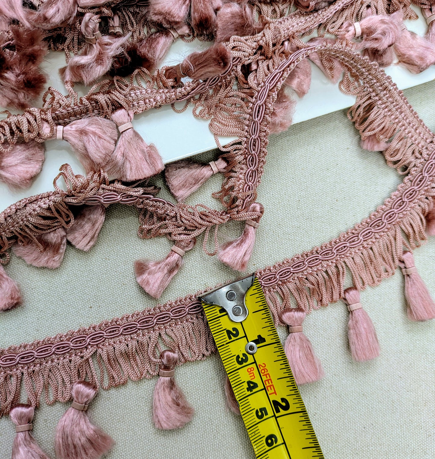 Vintage Pink Tassel Fringe / Trimming for Cushions & Upholstery