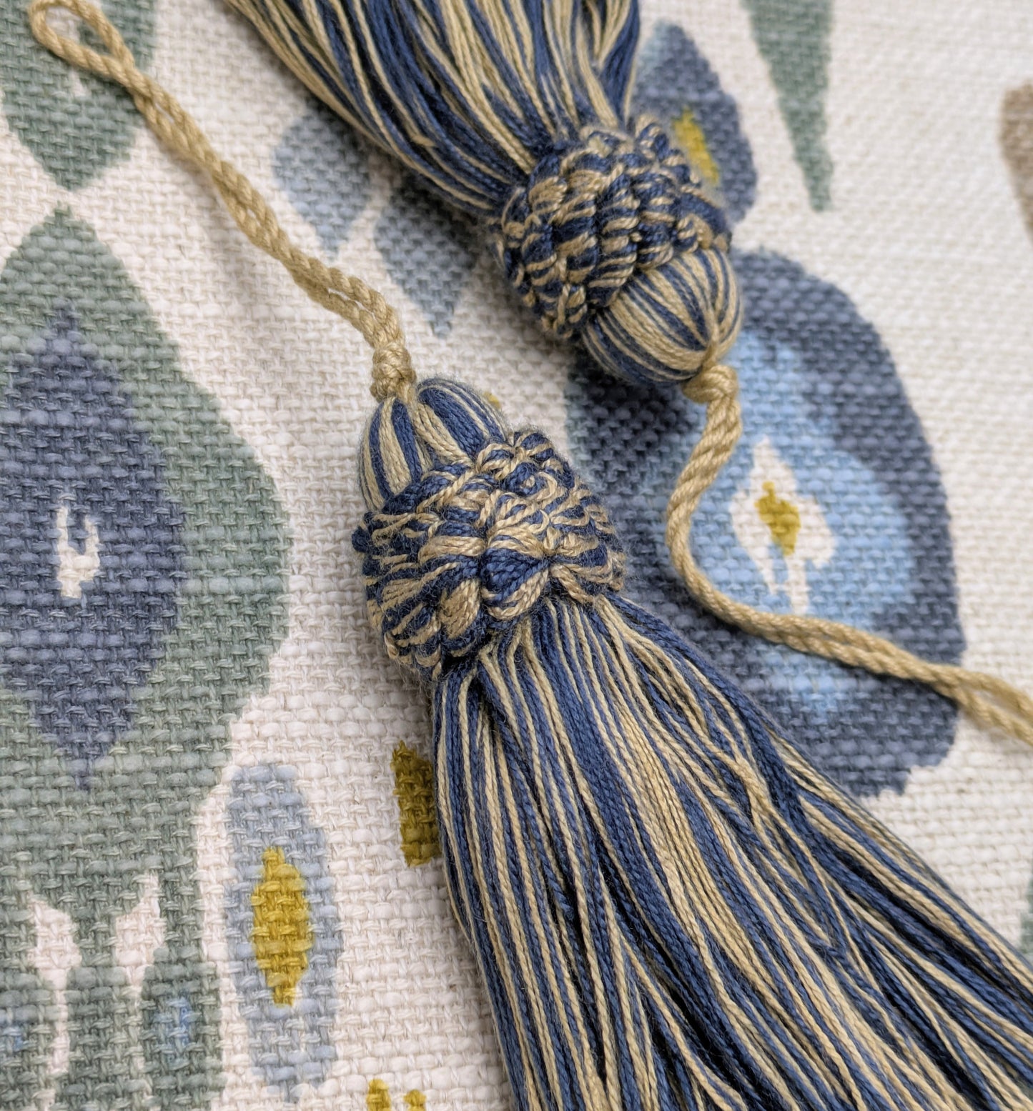Blue & Dark Cream Tassels / Key Tassel / Cushion Tassel