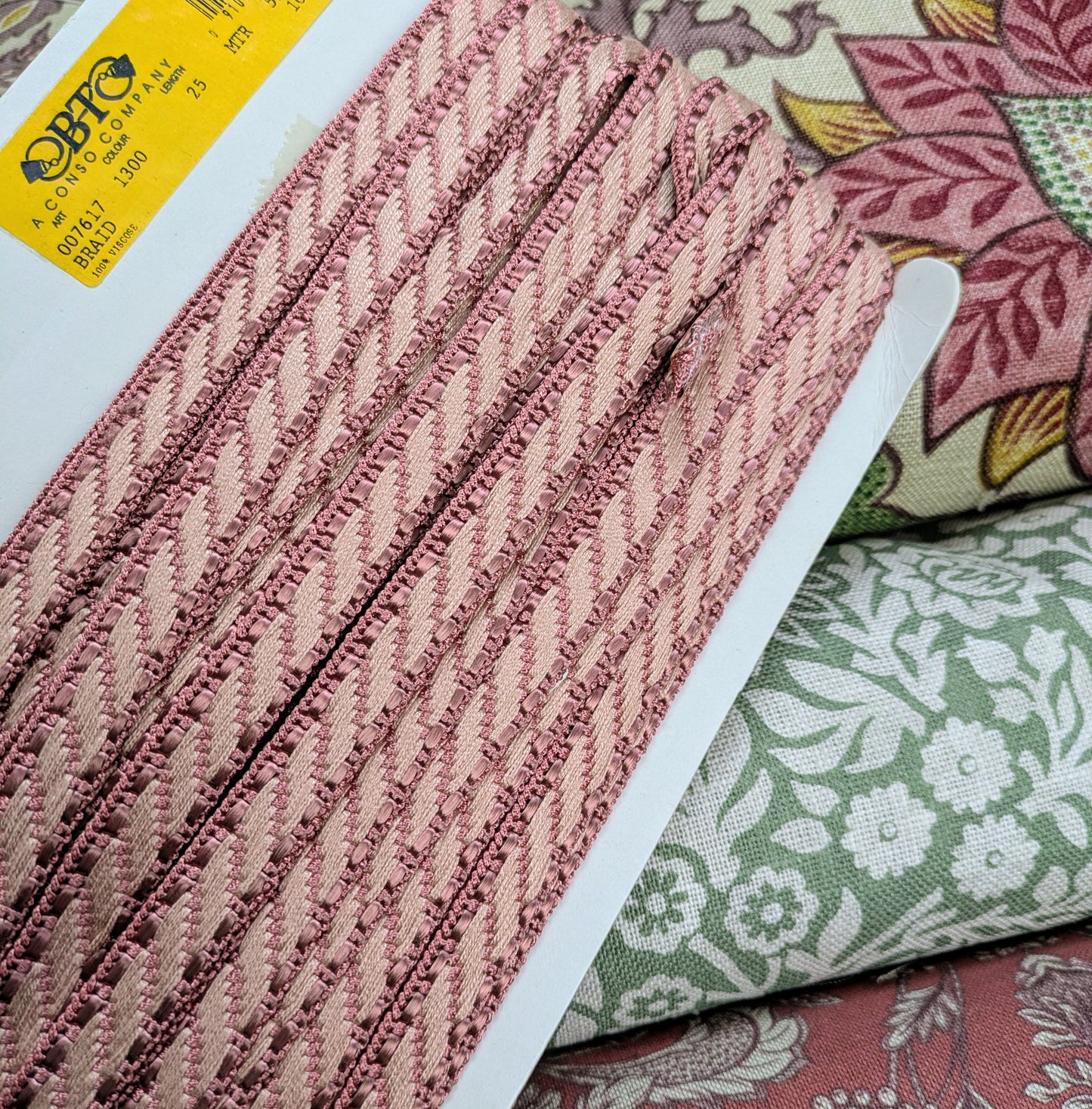 Pink Stripe Lampshade trim / Soft Furnishing trim / Upholstery trim