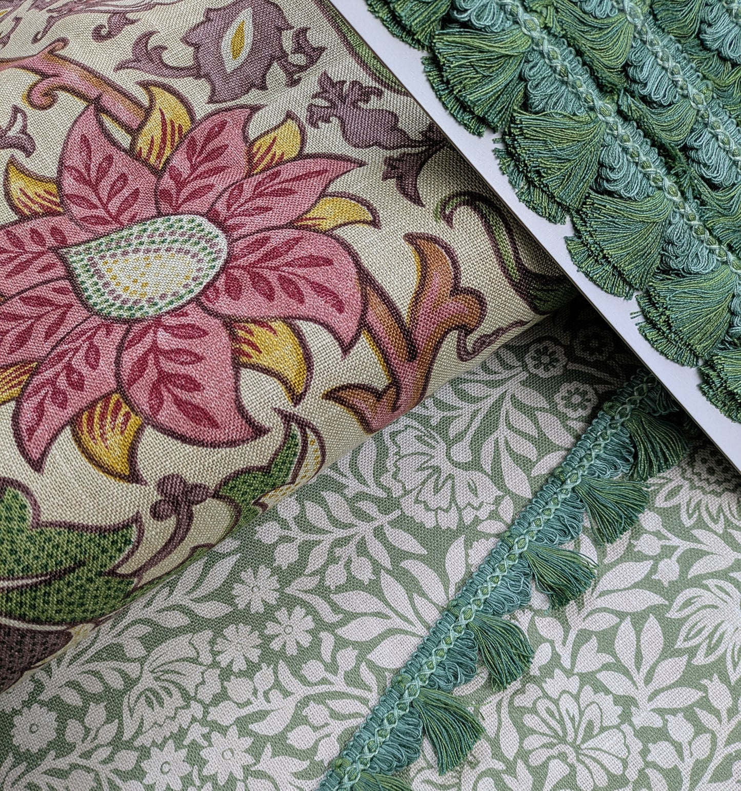 Green, Two Tone, Fan Edge, Tassel Trimming for Cushions & Furnishings