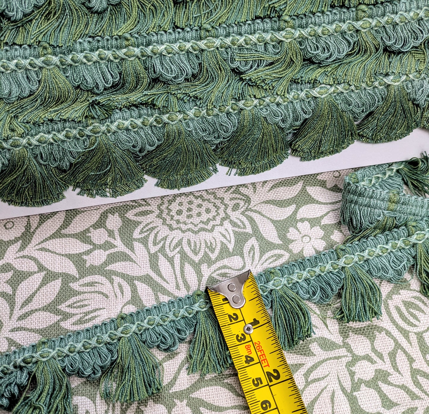 Green, Two Tone, Fan Edge, Tassel Trimming for Cushions & Furnishings