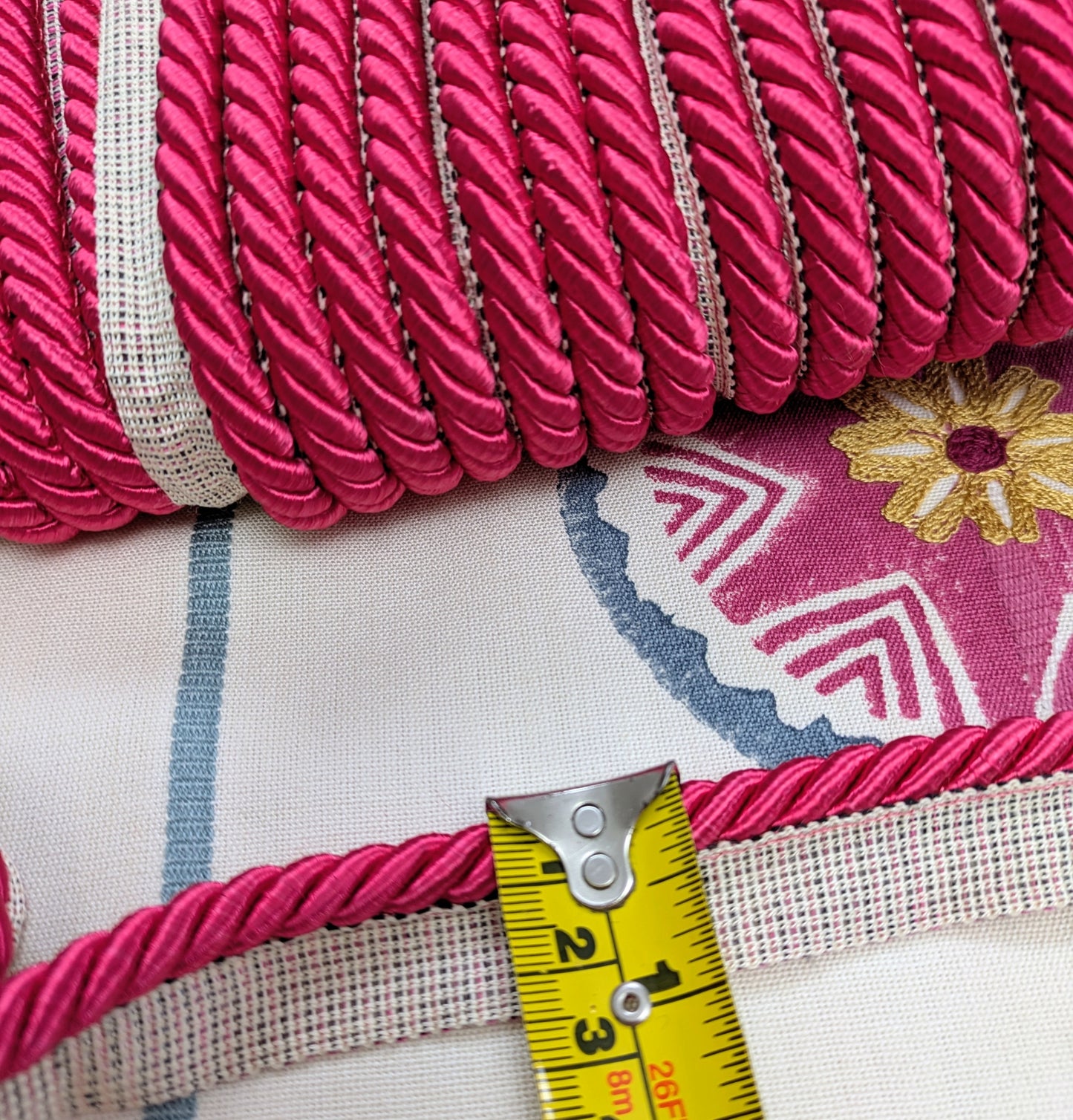 Cerise Pink Twisted Cord Flange Braid / Trim for Soft Furnishings & Upholstery