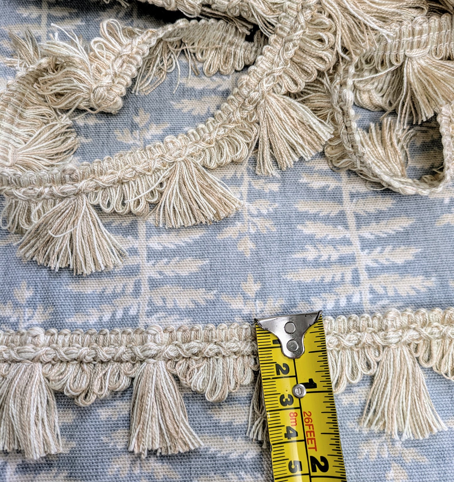 Cream, Two Tone, Fan Edge, Tassel Trimming for Cushions & Furnishings