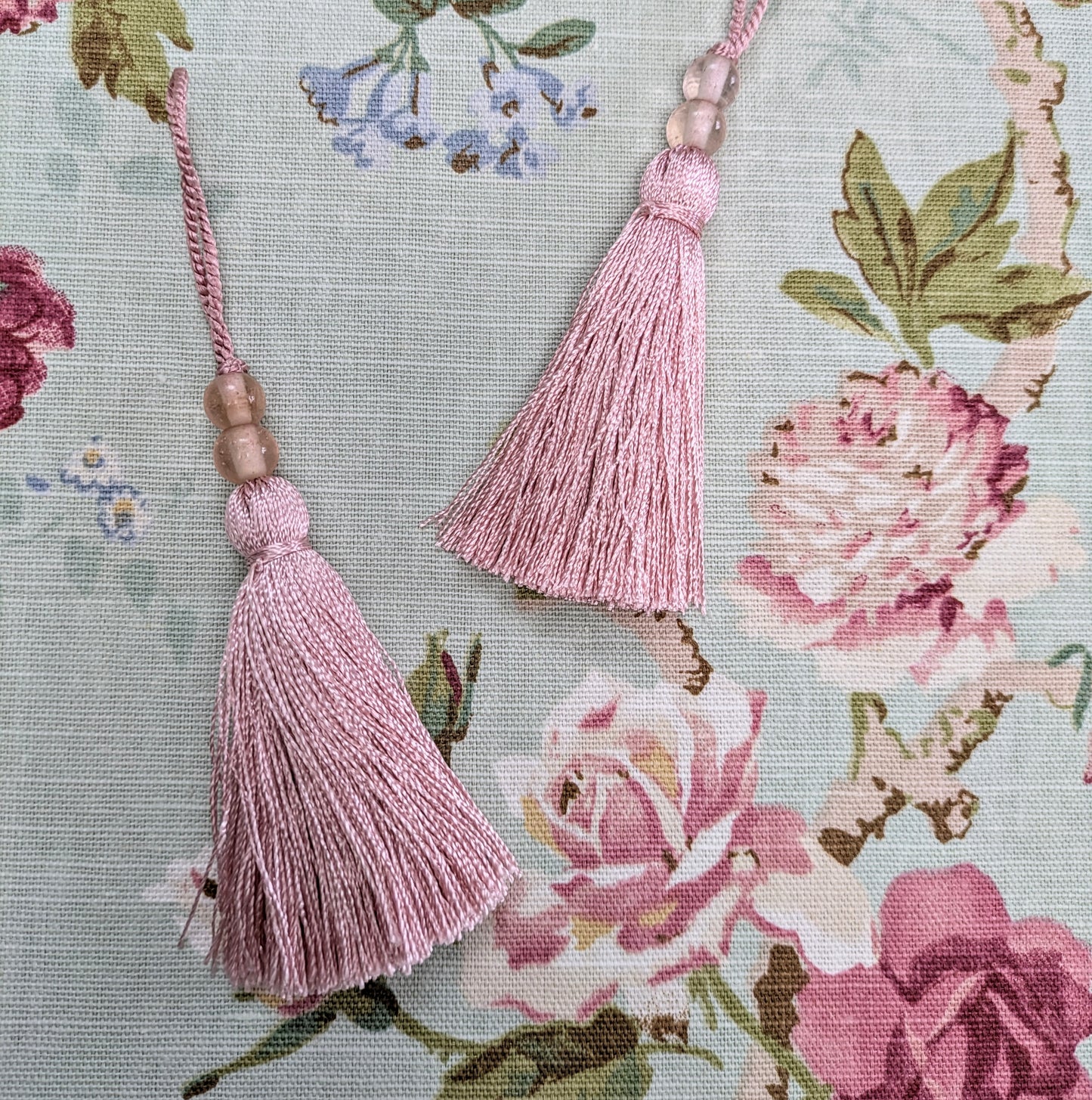 Pink Beaded Slim Tassel / Key Tassel / Cushion Tassel