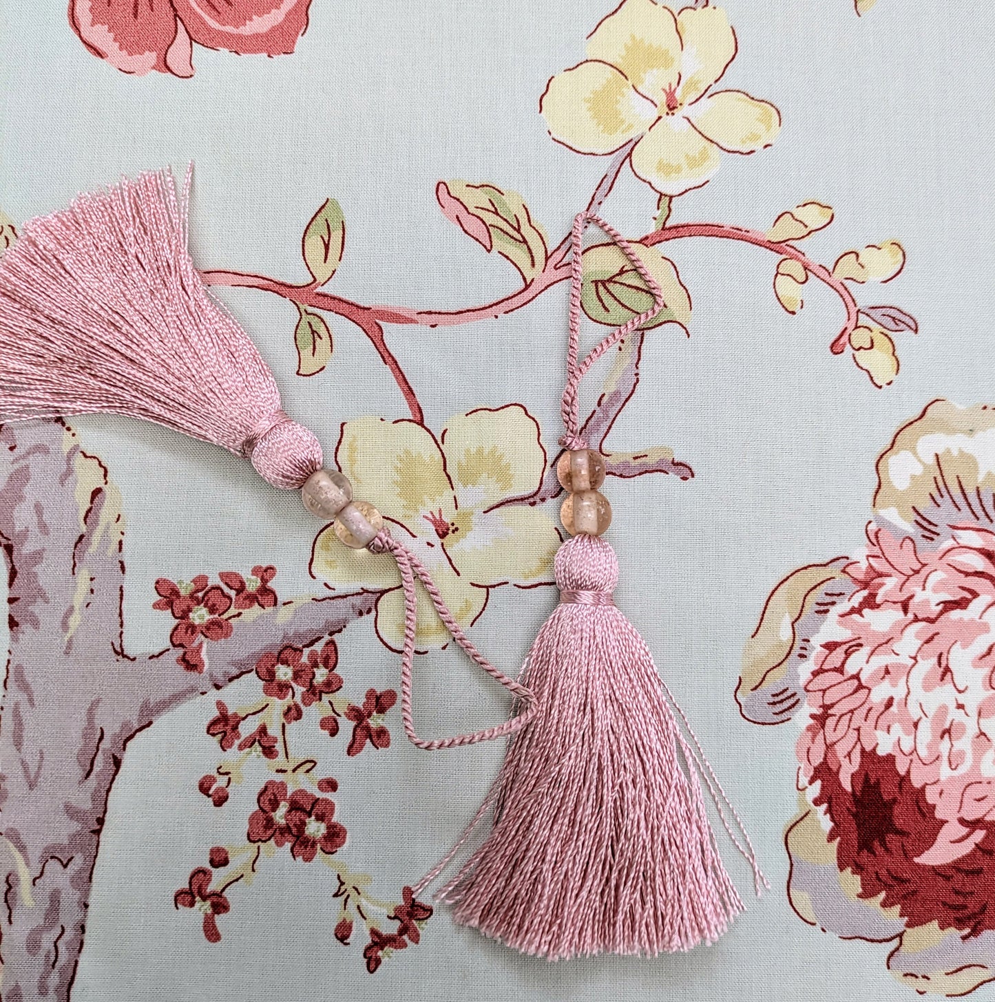 Pink Beaded Slim Tassel / Key Tassel / Cushion Tassel