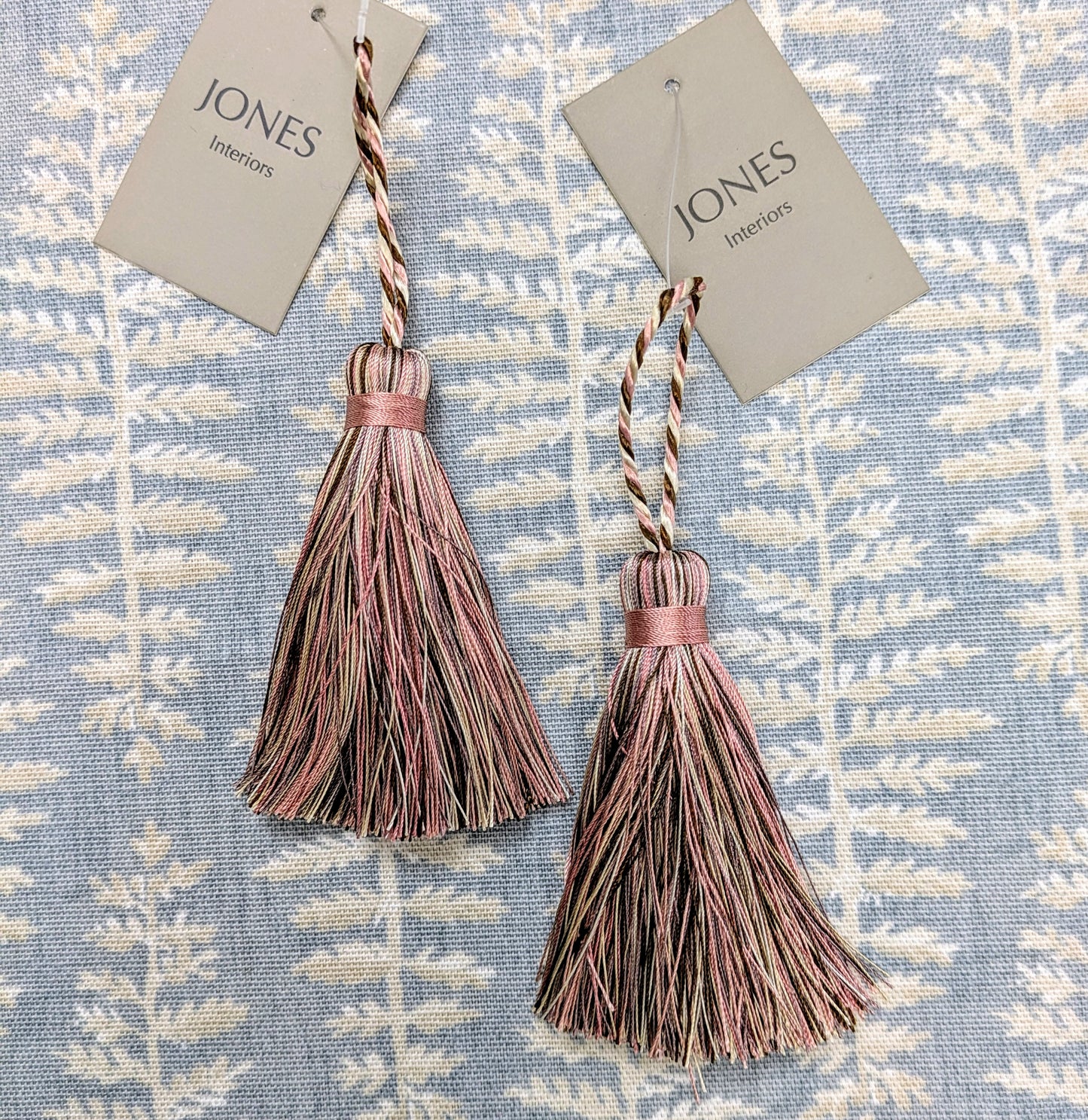 Pink, Cream & Brown Striped Tassels / Key Tassels / Cushion Tassels