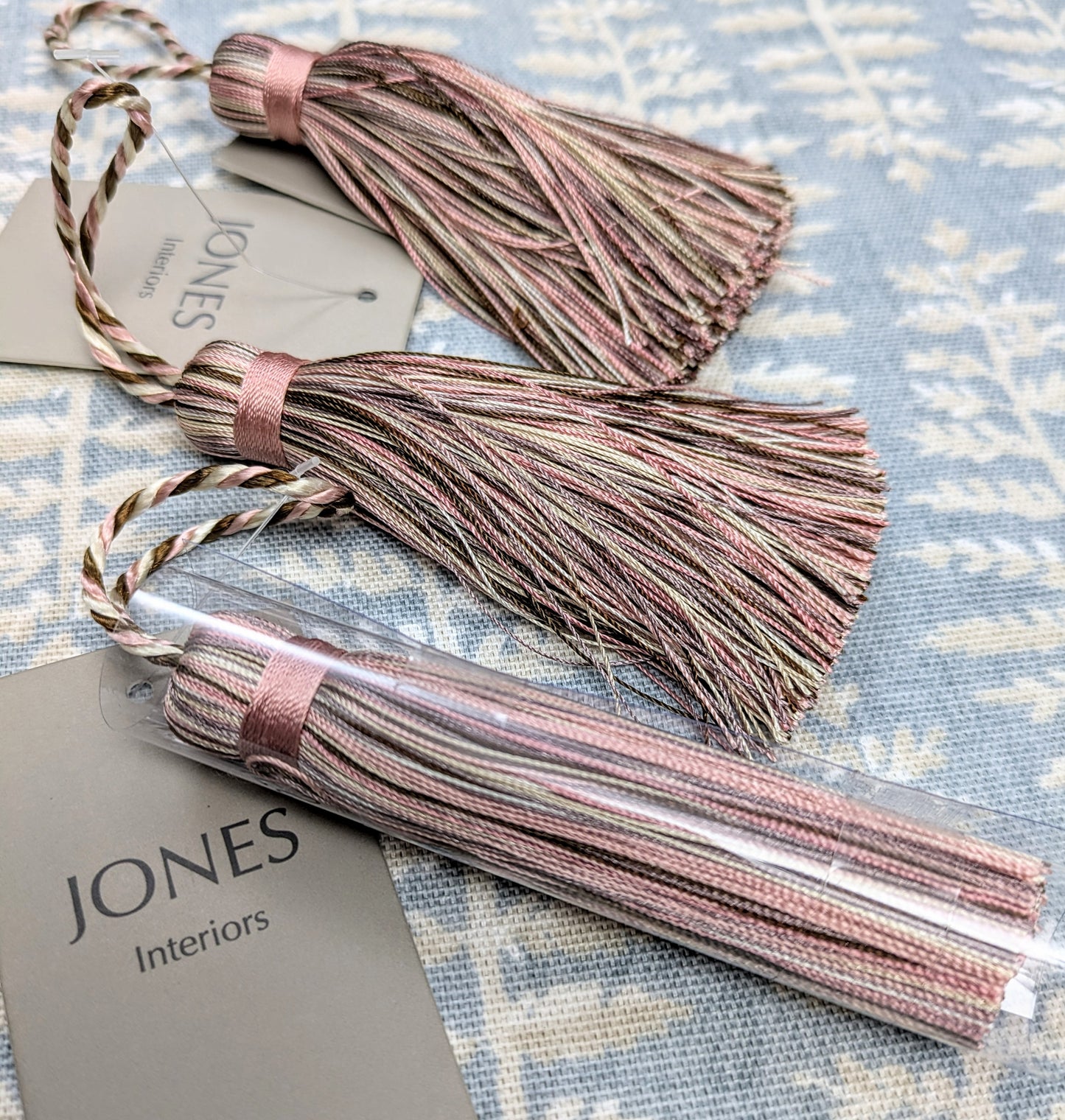 Pink, Cream & Brown Striped Tassels / Key Tassels / Cushion Tassels