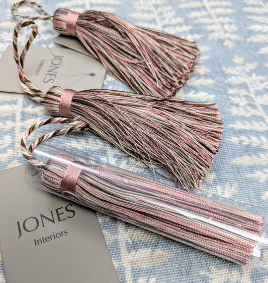 Pink, Cream & Brown Striped Tassels / Key Tassels / Cushion Tassels