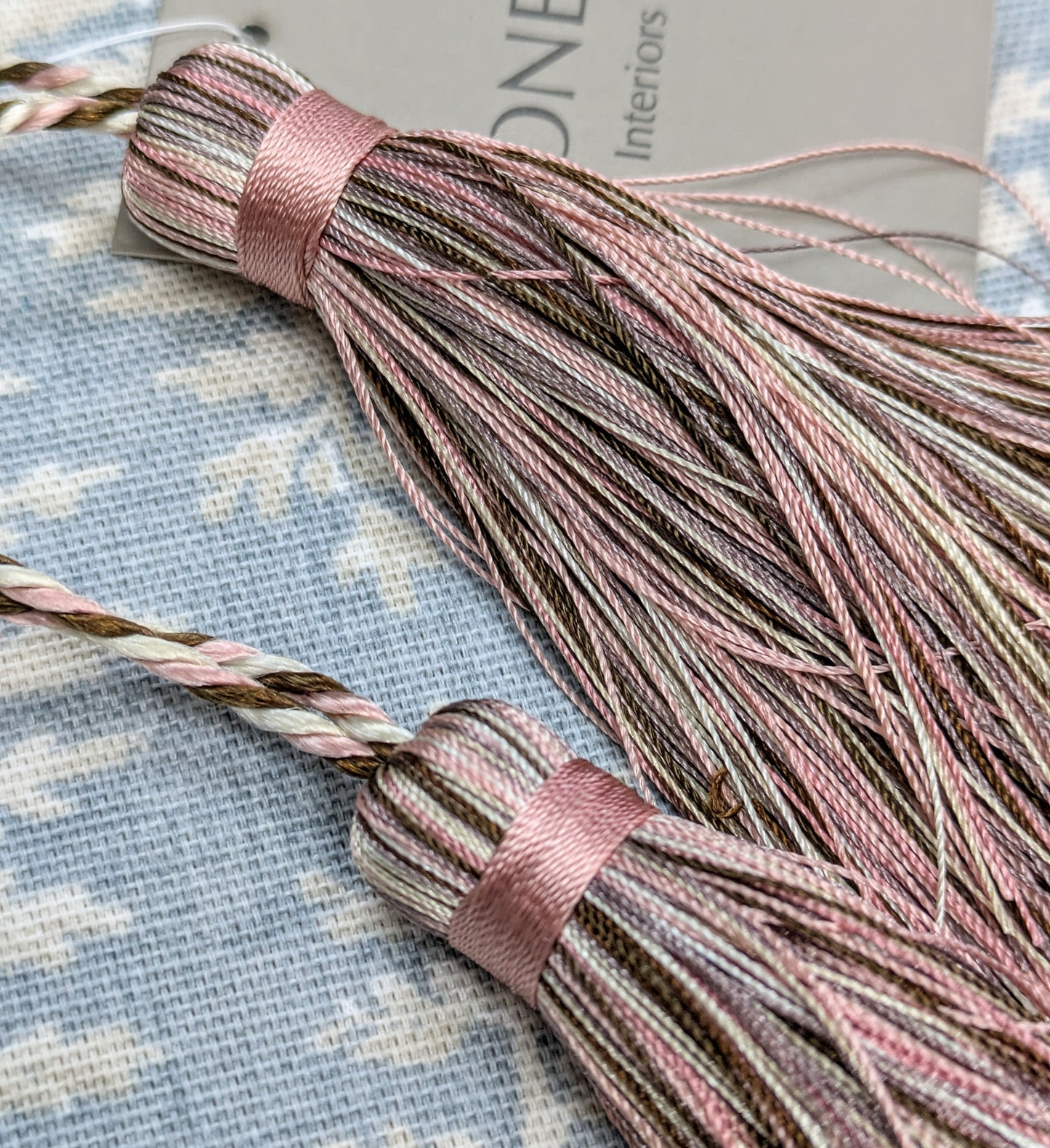 Pink, Cream & Brown Striped Tassels / Key Tassels / Cushion Tassels
