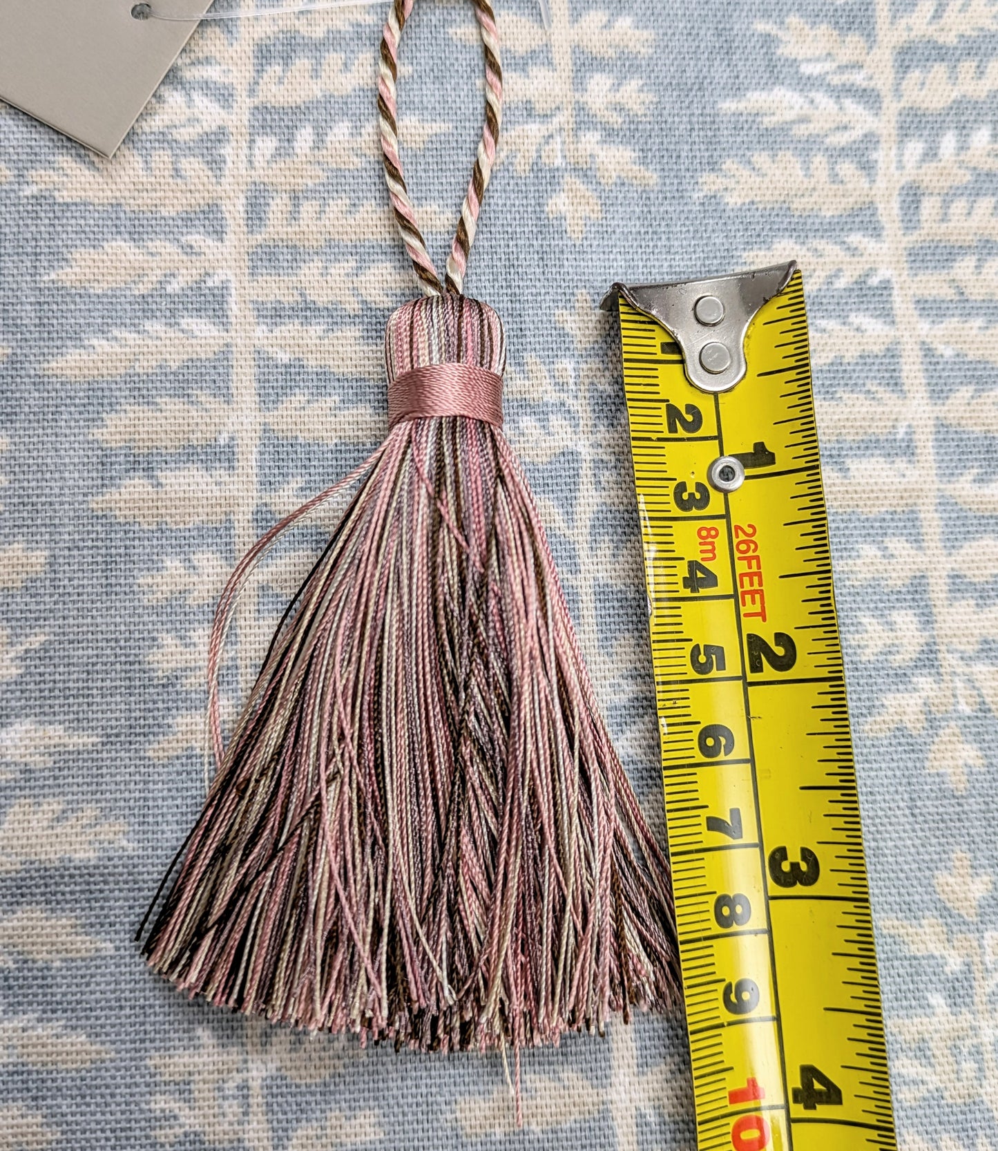 Pink, Cream & Brown Striped Tassels / Key Tassels / Cushion Tassels