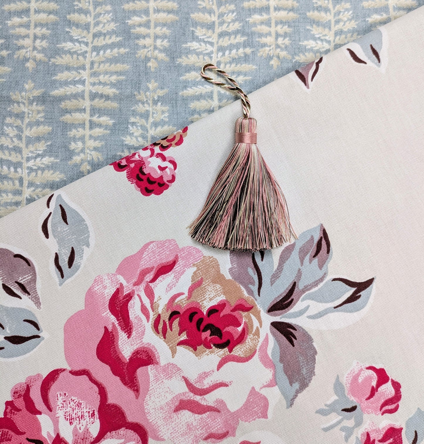 Pink, Cream & Brown Striped Tassels / Key Tassels / Cushion Tassels