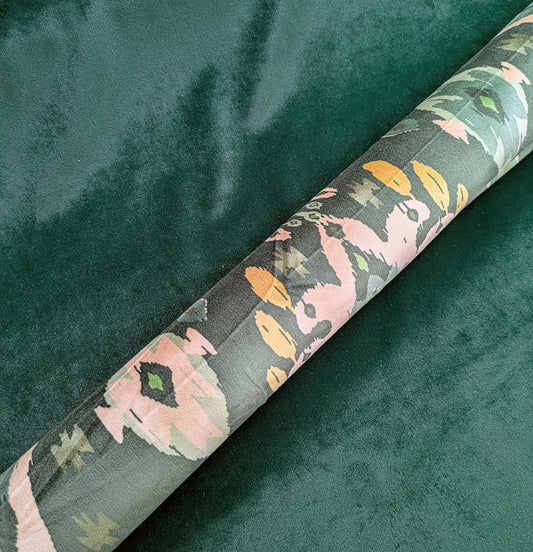 Plain Dark Green Velvet Fabric - Soft Furnishings & Upholstery - 2.4m Remnant