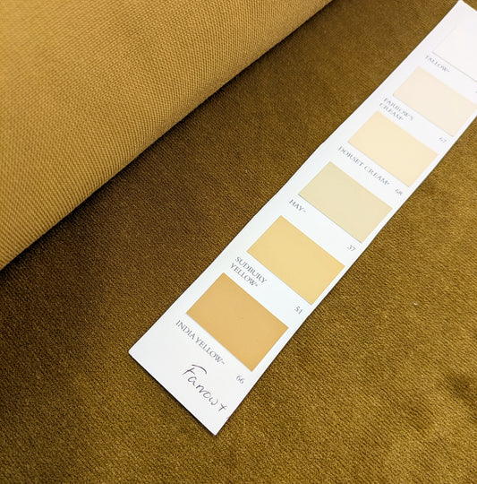 CLEARANCE - Plain Mustard Colour Velvet Fabric - Soft Furnishings & Upholstery - 2.2m Remnant