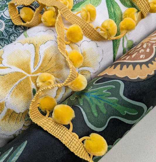 Yellow Pom Pom Trimming for Soft Furnishings & Upholstery
