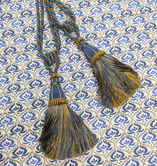 Blue & Gold Tiebacks / Curtain Tiebacks / Tassel Tiebacks