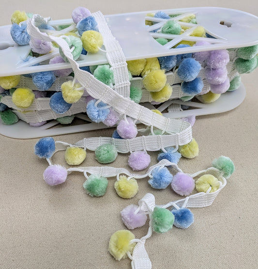 Pastel Colour Pom Pom Trimming for Cushions & Soft Furnishings