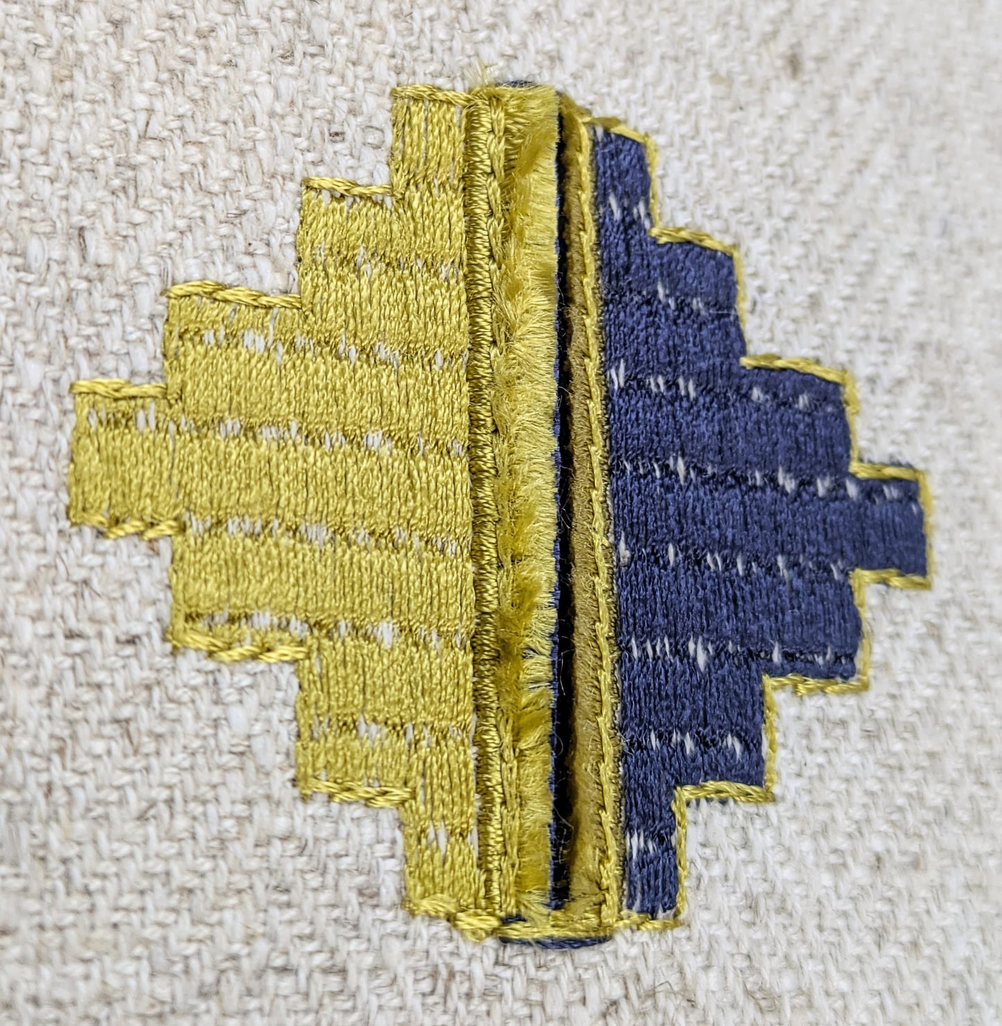 Embroidered Navy & Mustard Colour Fabric by Clarke & Clarke - Embroidered Fabric