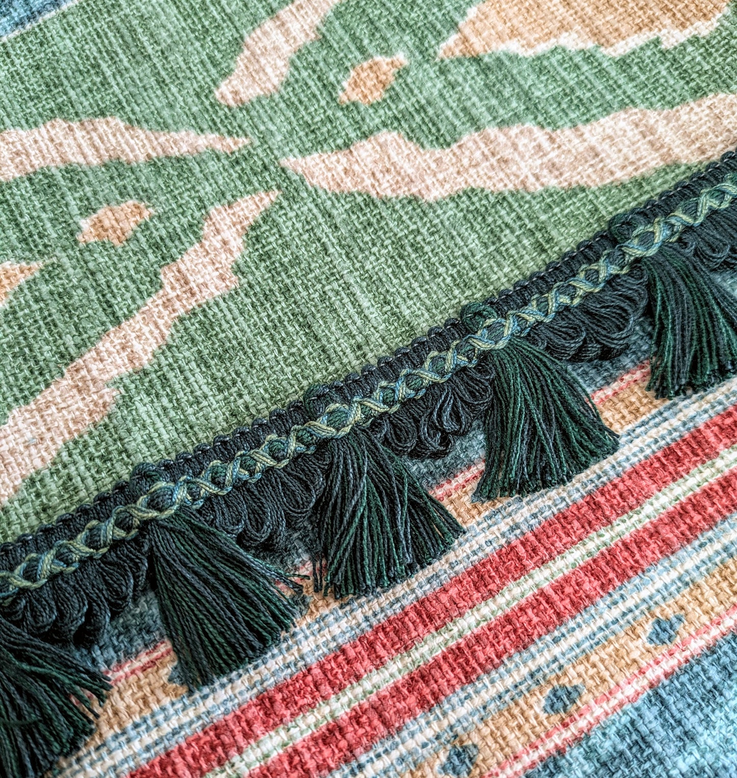 Dark/ Forest Green Fan Edge, Tassel Trimming for Cushions & Furnishings