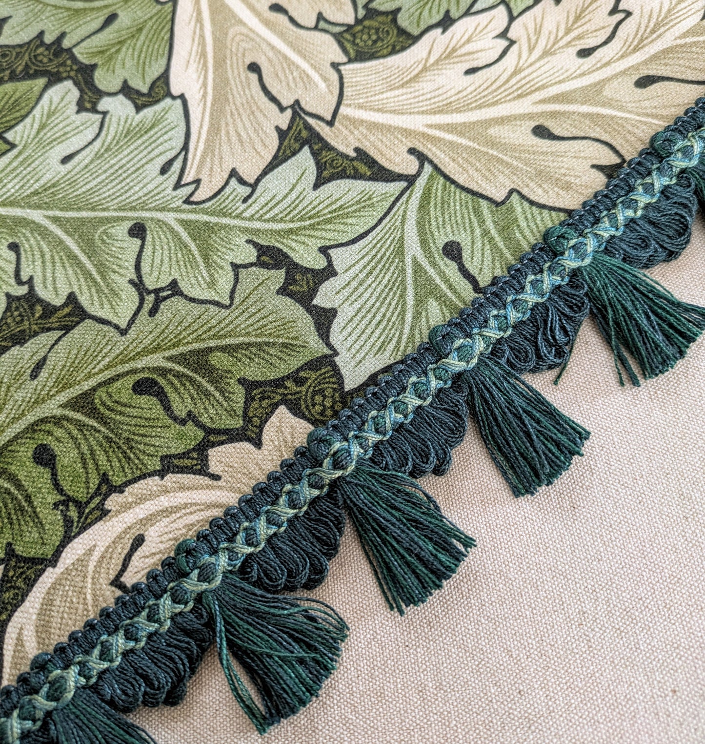 Dark/ Forest Green Fan Edge, Tassel Trimming for Cushions & Furnishings