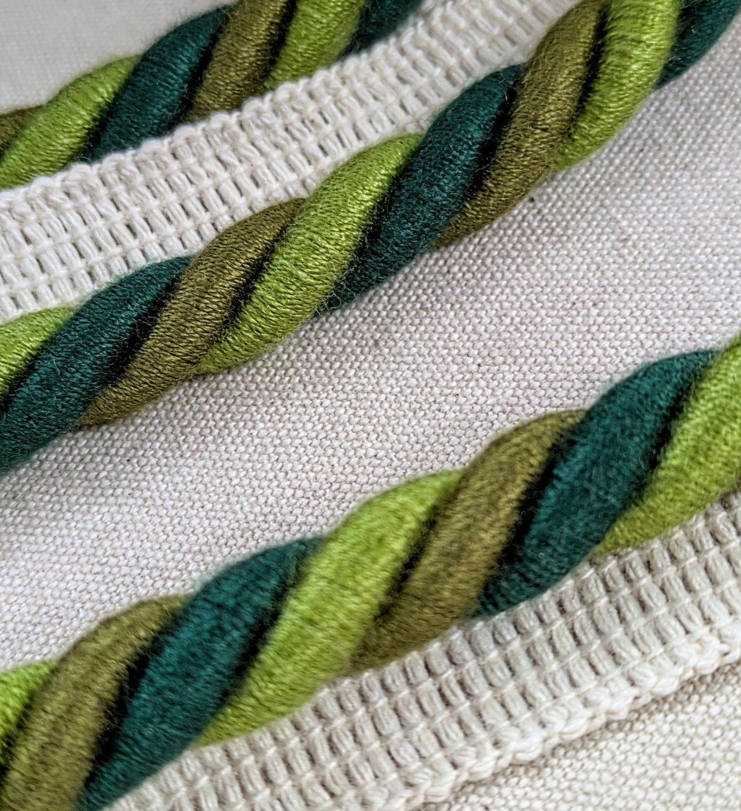 Dark Green, Olive & Lime Colour, twisted cord, flange trim
