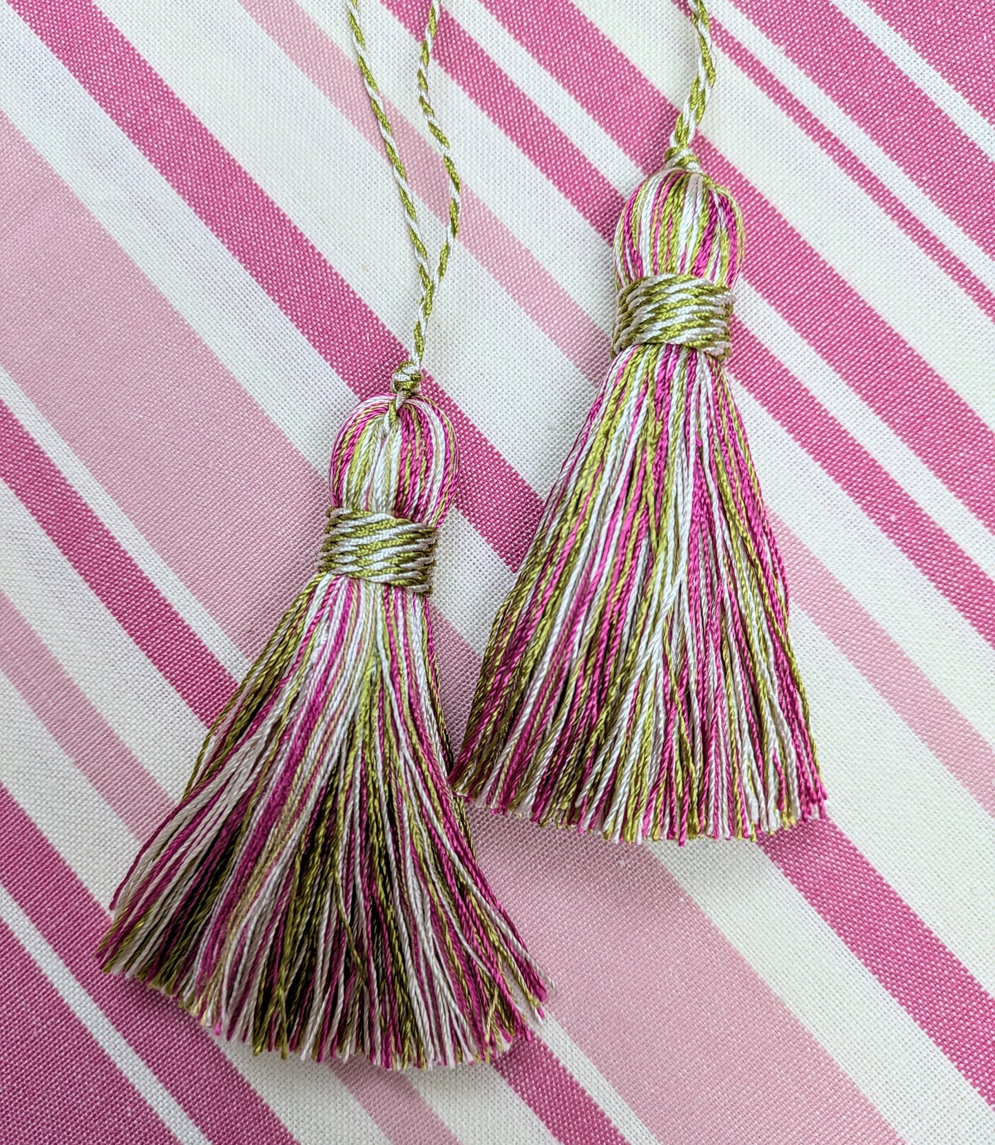 Pink, Green & White Tassels / Key Tassels / Cushion Tassels