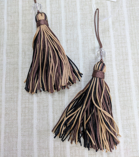 Brown, Coffee & Black Striped Tassels / Key Tassels / Cushion Tassels