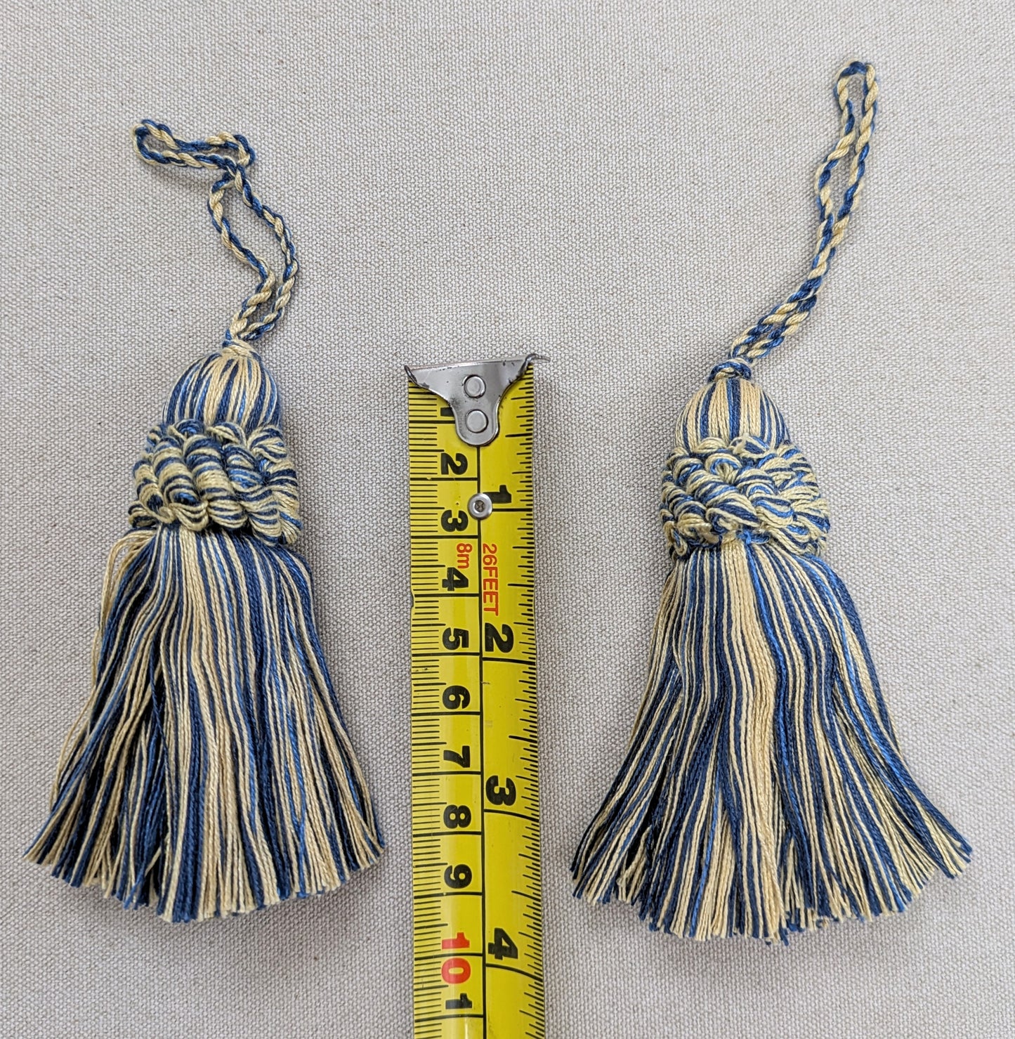 Prussian Blue & Yellow Tassels / Key Tassel / Cushion Tassel