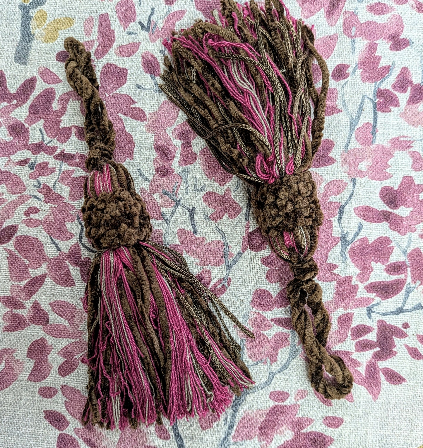 Pink & Brown Chenille Tassels / Key Tassel / Cushion Tassel