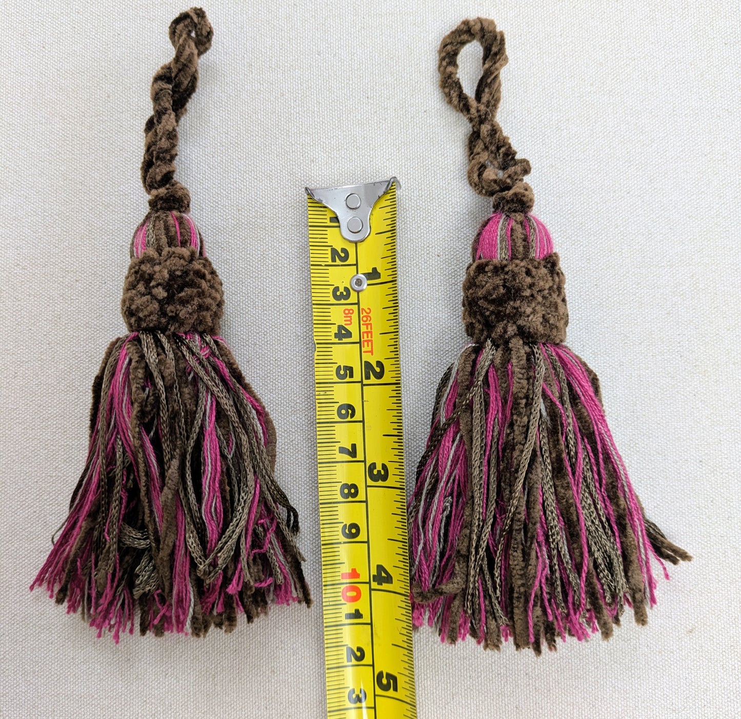 Pink & Brown Chenille Tassels / Key Tassel / Cushion Tassel