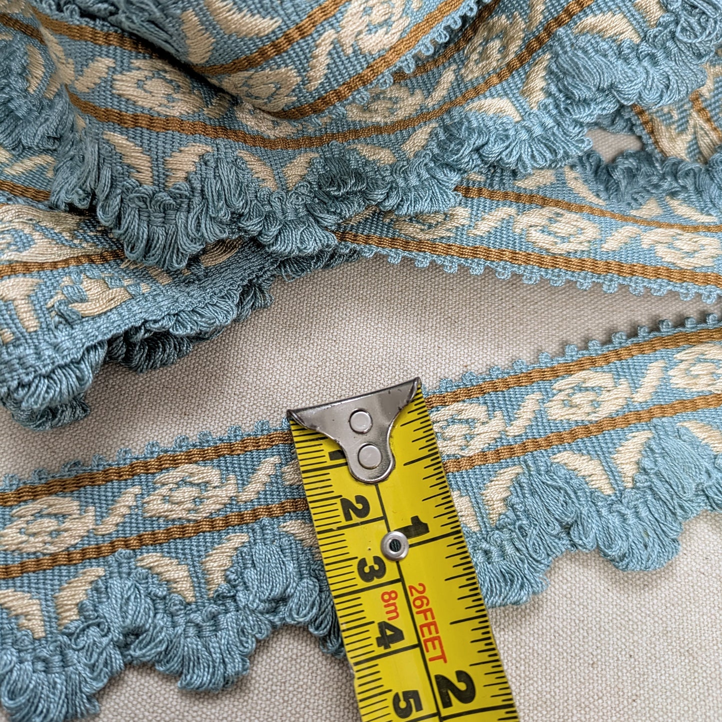 Vintage, Turqouise, Italian, Fan Edge, Upholstery Trim / Cushion Trimming - 5m Remnant