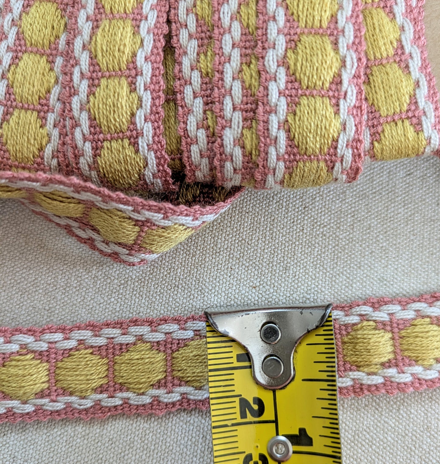 Pink & Yellow, French, Spotty Braid / Trimming for Soft Furnishings & Upholstery - 3m Remnant