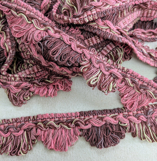 Pink & Plum Fan Edge Upholstery Trim / Cushion Trimming - 4.7m Remnant