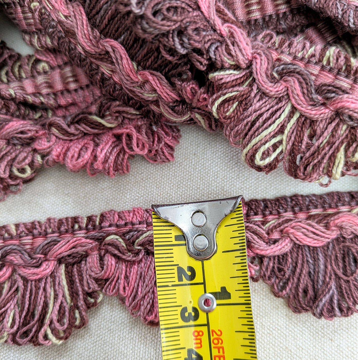Pink & Plum Fan Edge Upholstery Trim / Cushion Trimming - 4.7m Remnant