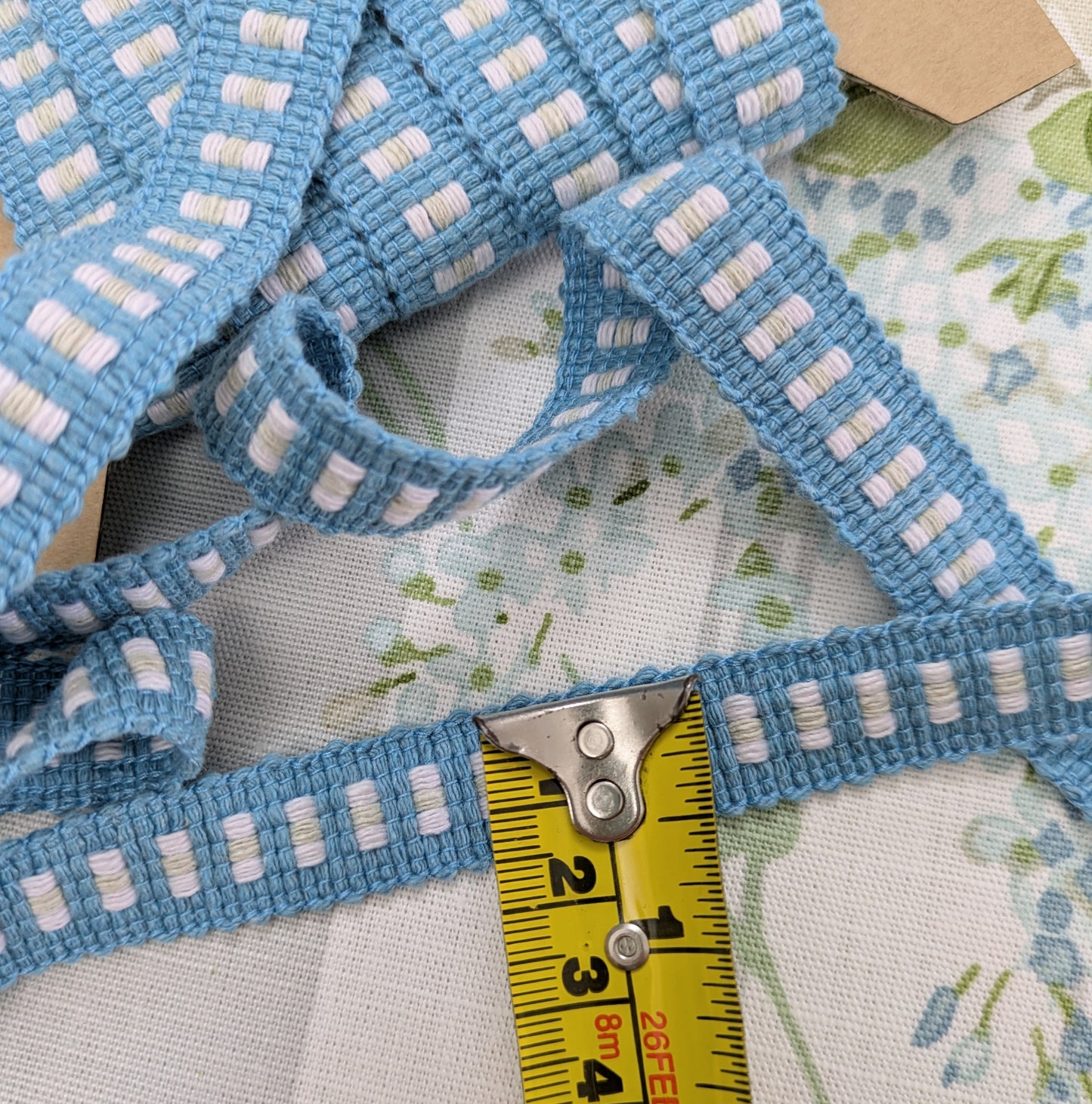 Sky Blue & White Braid / Trimming for Soft Furnishings & Upholstery - 3.8m Remnant