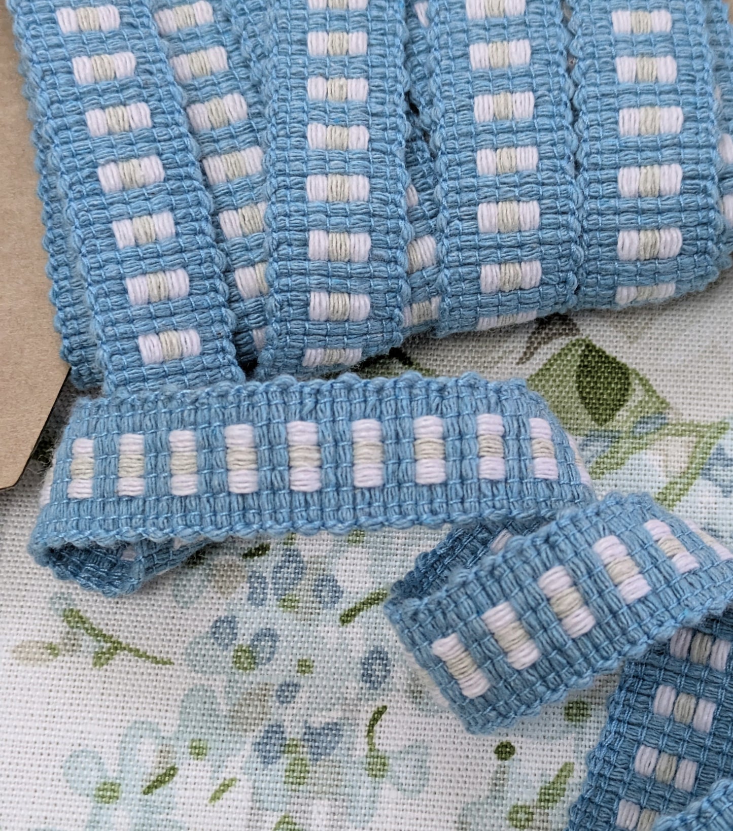 Sky Blue & White Braid / Trimming for Soft Furnishings & Upholstery - 3.8m Remnant