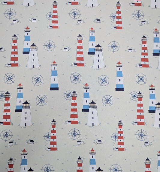 Lundy by Fryetts - Nautical, Lighthouse Fabric