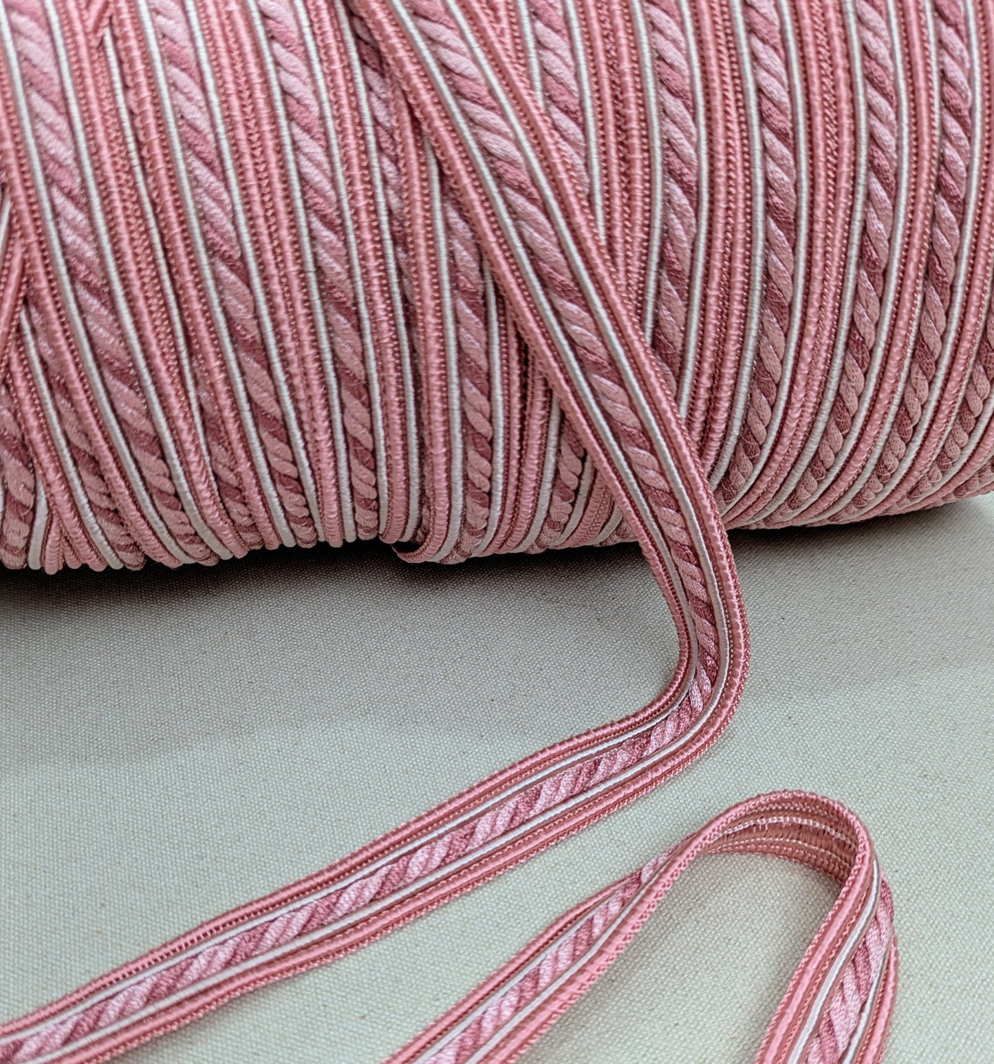 Two Tone Pink & Ivory Trim / Upholstery Trim / Cushion Trimming
