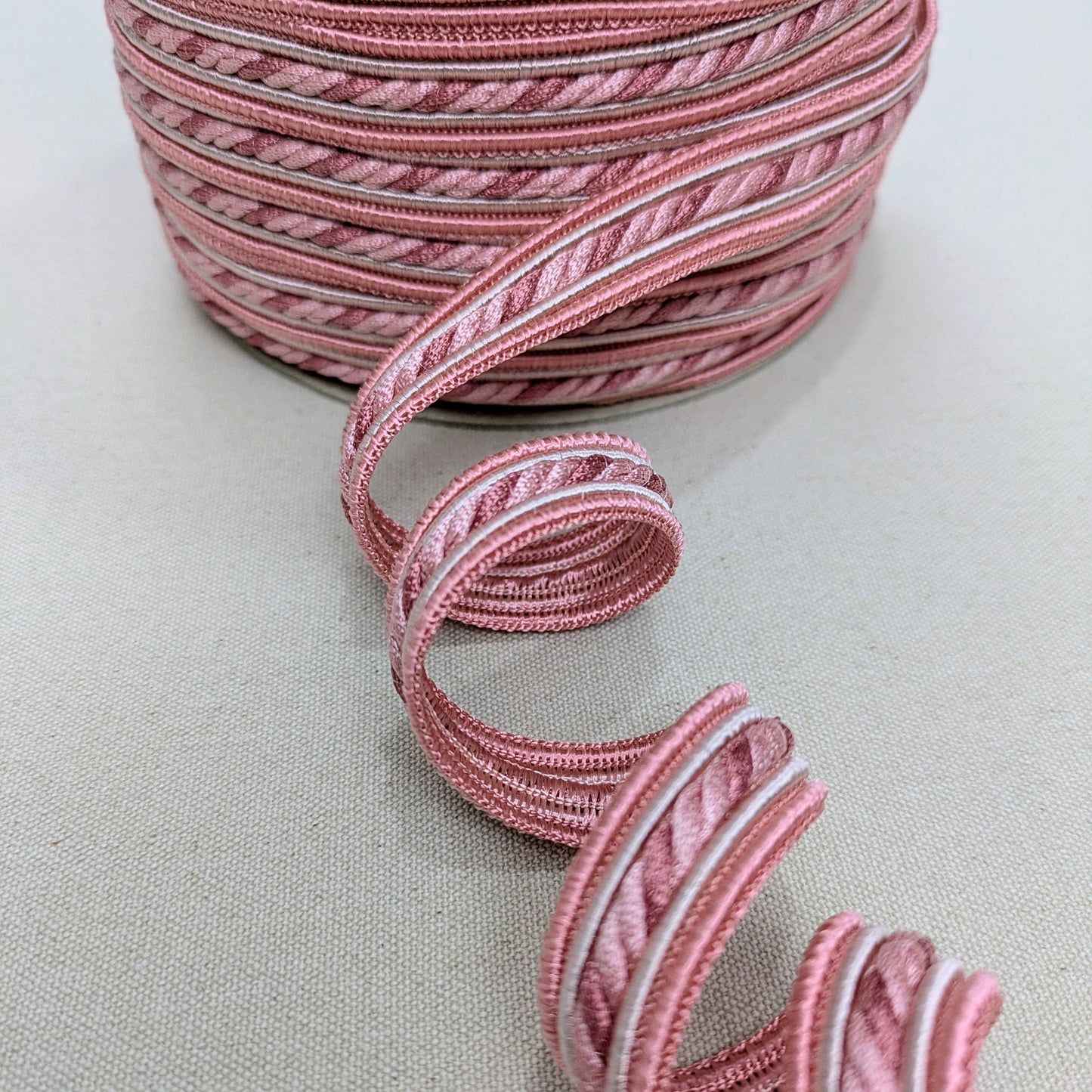 Two Tone Pink & Ivory Trim / Upholstery Trim / Cushion Trimming