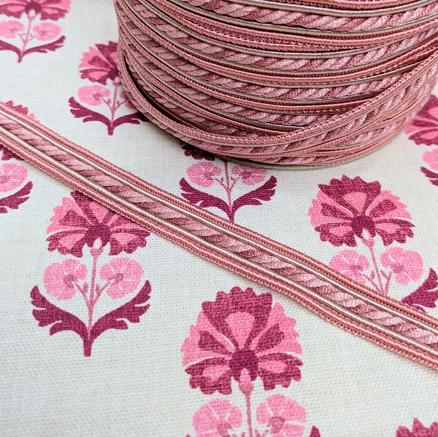 Two Tone Pink & Ivory Trim / Upholstery Trim / Cushion Trimming