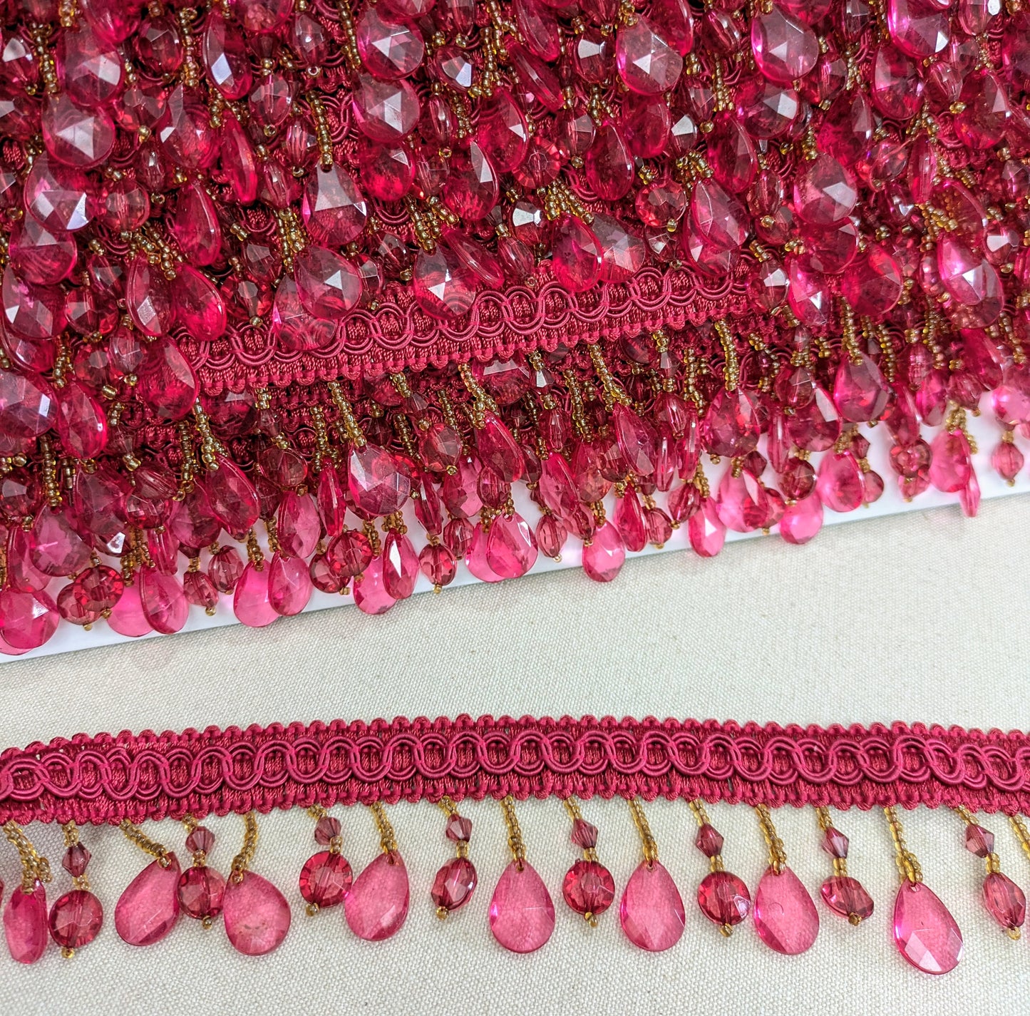 Cherry Red Bead Trimming for Lampshades, Cushions & Crafts