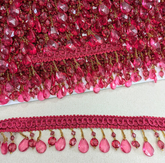 Cherry Red Bead Trimming for Lampshades, Cushions & Crafts