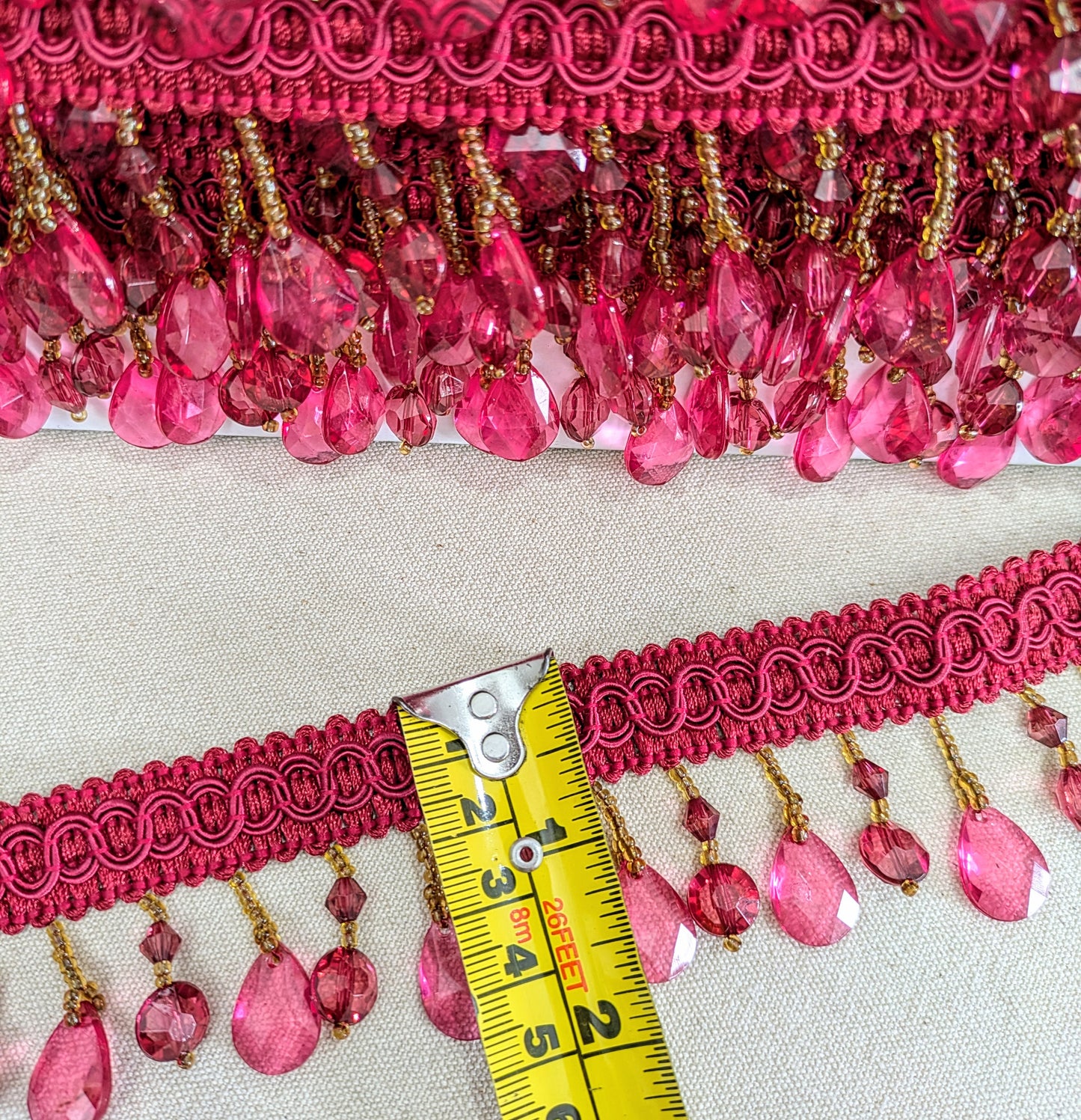 Cherry Red Bead Trimming for Lampshades, Cushions & Crafts