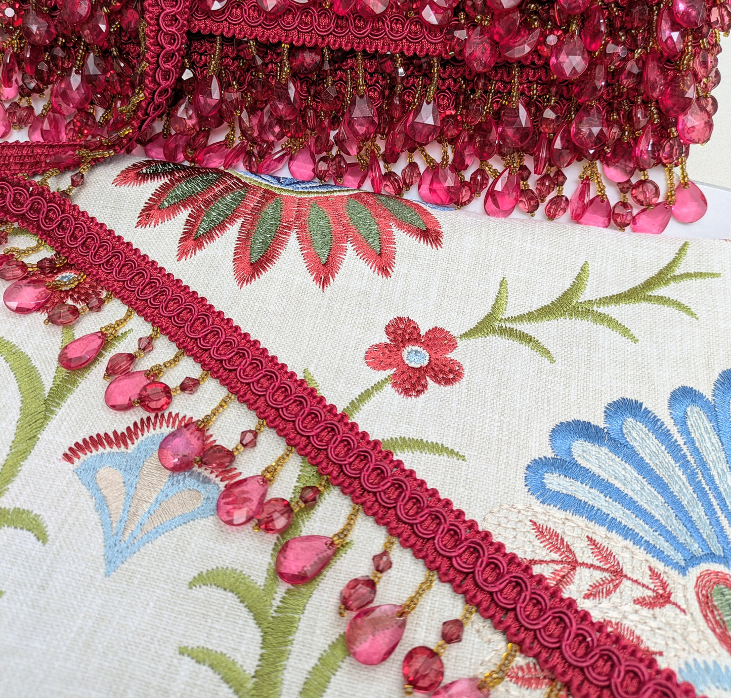 Cherry Red Bead Trimming for Lampshades, Cushions & Crafts