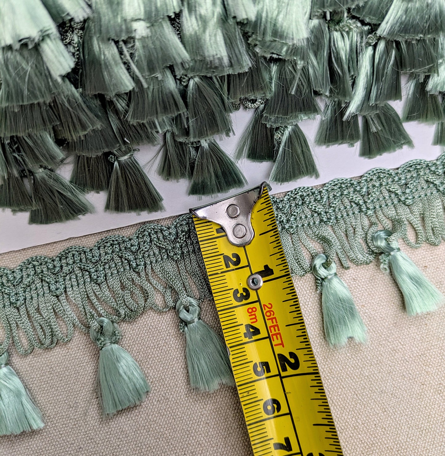 Vintage Mint Green Tassel Fringe / Trimming for Cushions & Upholstery